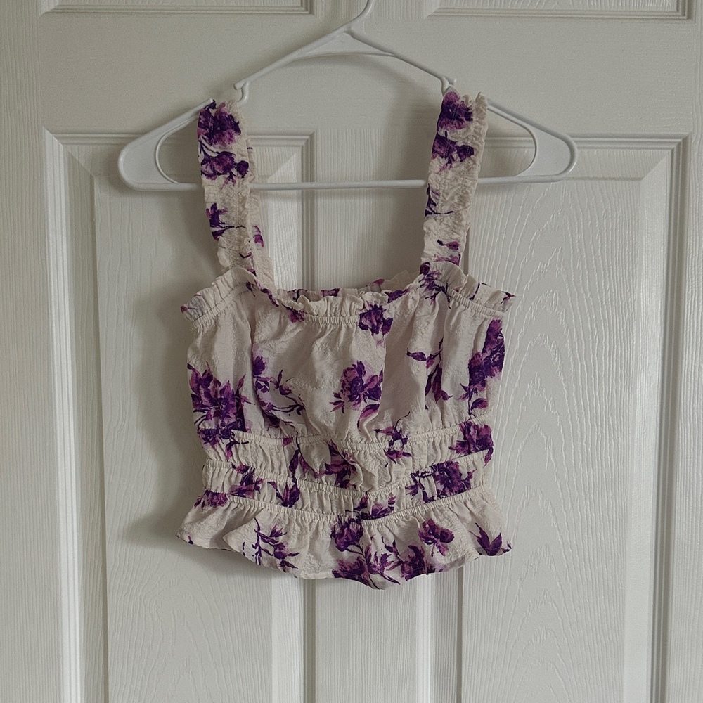 Elegant Purple Floral Women's Crop Top